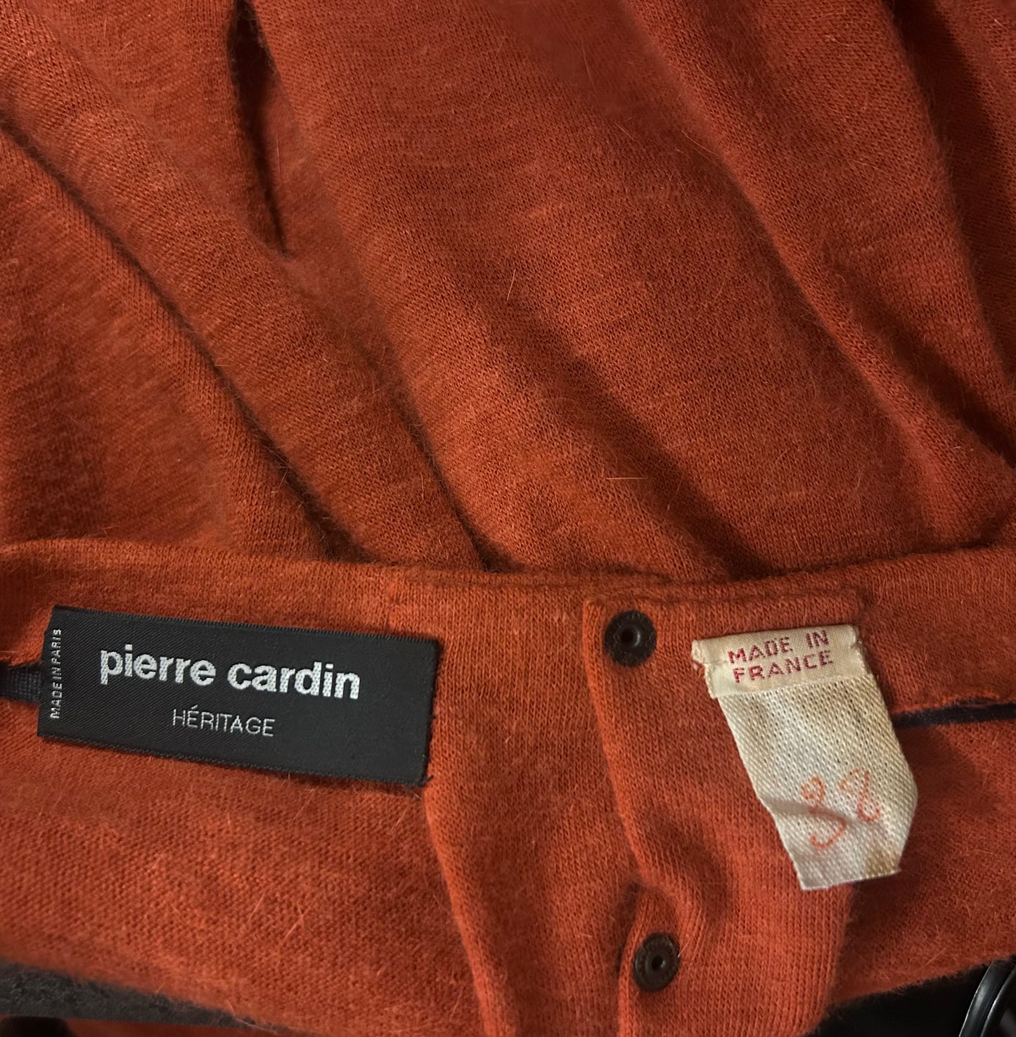 PIERRE CARDIN HAUTE COUTURE- 1985 Orange Wool Knit Dress, Size 8