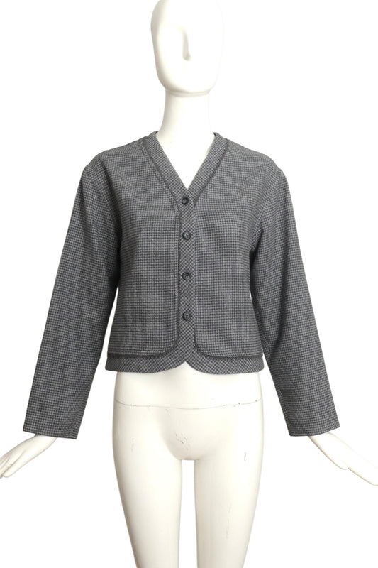 GEOFFREY BEENE- 1970s Wool Houndstooth Jacket, Size 4