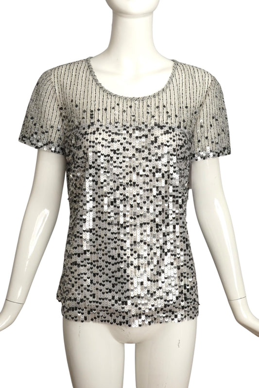 OSCAR DE LA RENTA- 2012 Sequin Knit Blouse, Size 8