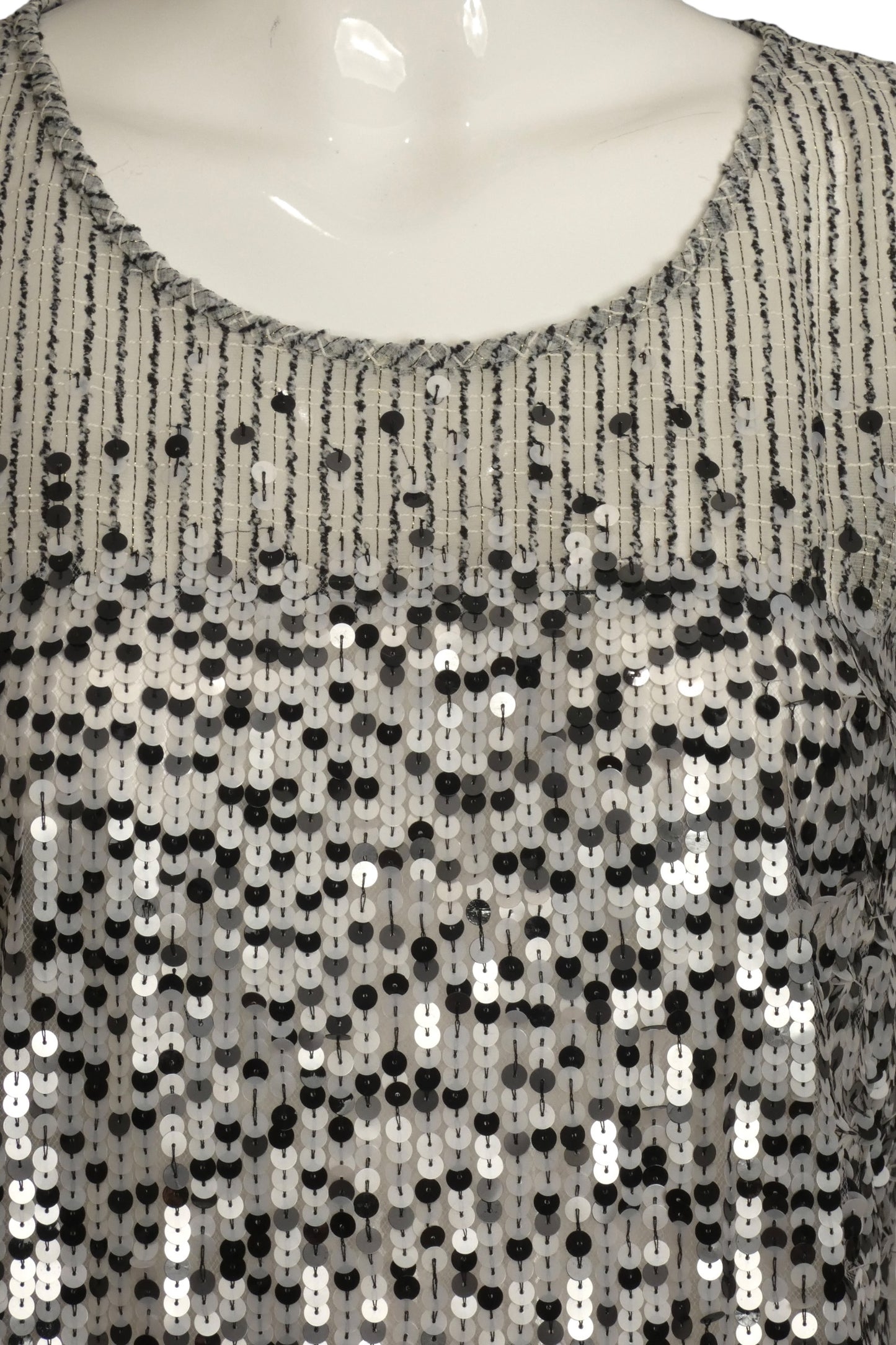 OSCAR DE LA RENTA- 2012 Sequin Knit Blouse, Size 8