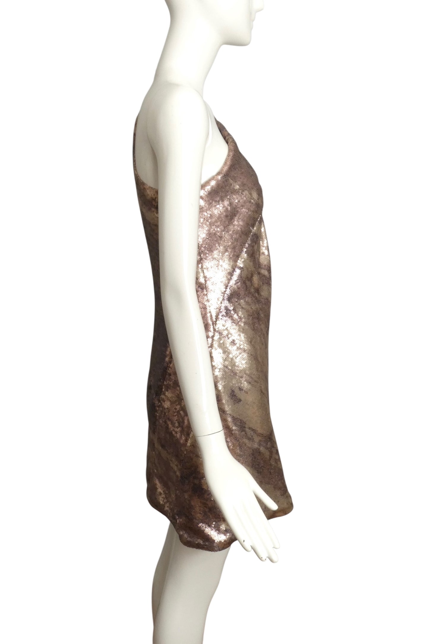 KAUFMANFRANCO- Multi Color Sequin One Shoulder Dress, Size 4