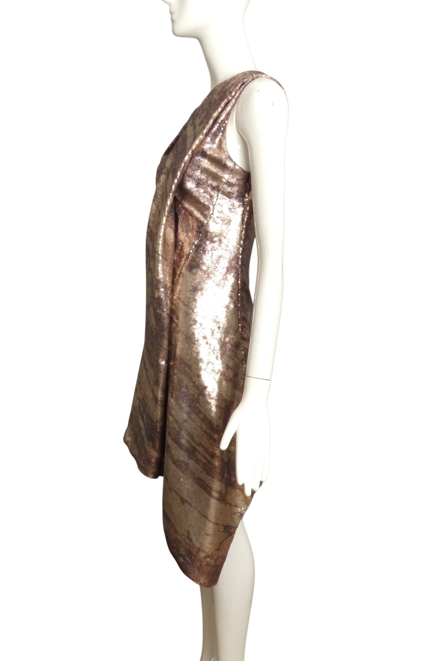 KAUFMANFRANCO- Multi Color Sequin One Shoulder Dress, Size 4