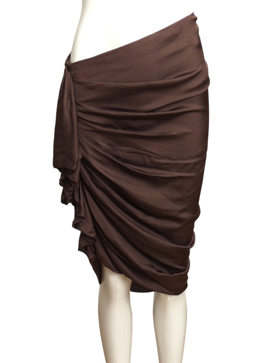 LANVIN- 2010 Brown Ruched Skirt, Size 4