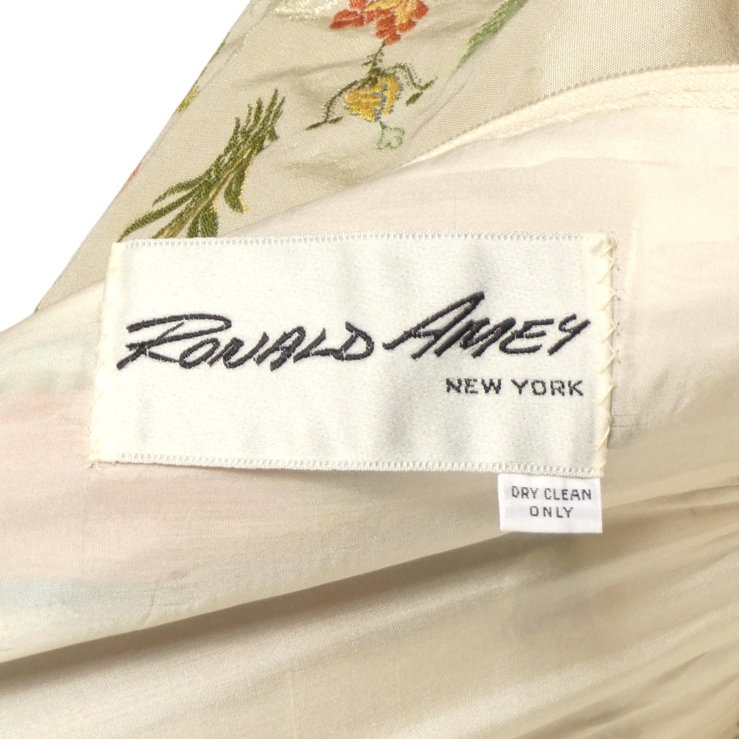 RONALD AMEY- 1970s Embroidered Silk Maxi Gown, Size 4