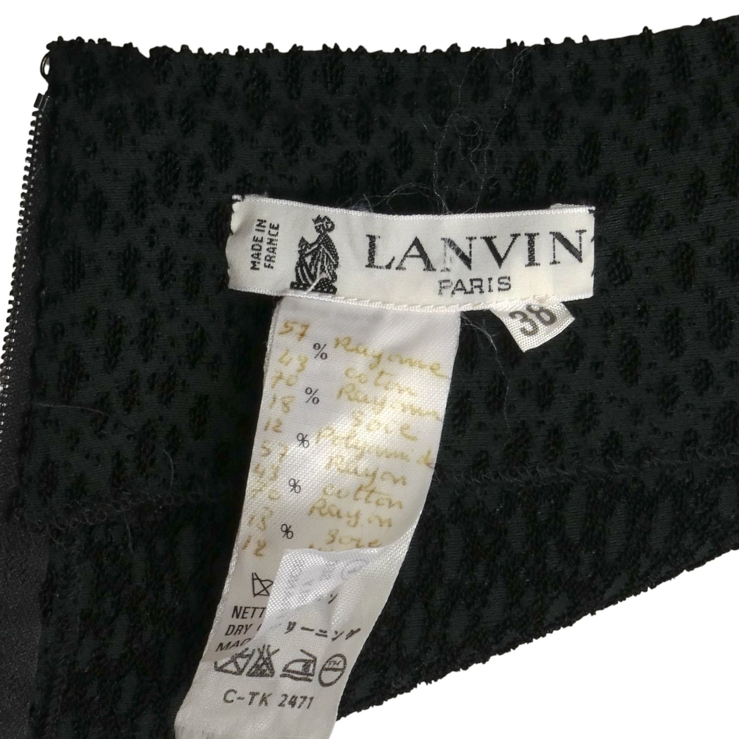 LANVIN- 1988 Black Knit & Blue Faille Dress, Size 8