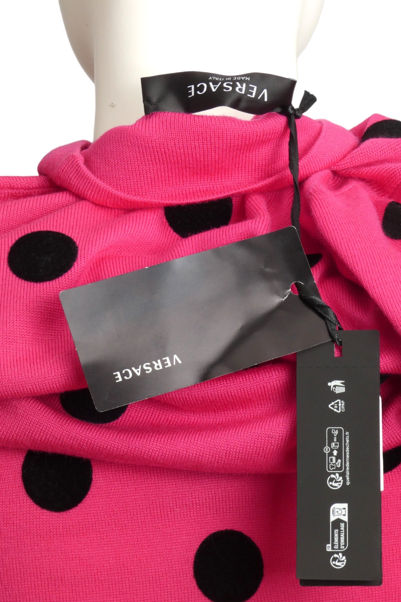 VERSACE- NWT Wool Polka Dot Sweater Knit Dress, Size 6