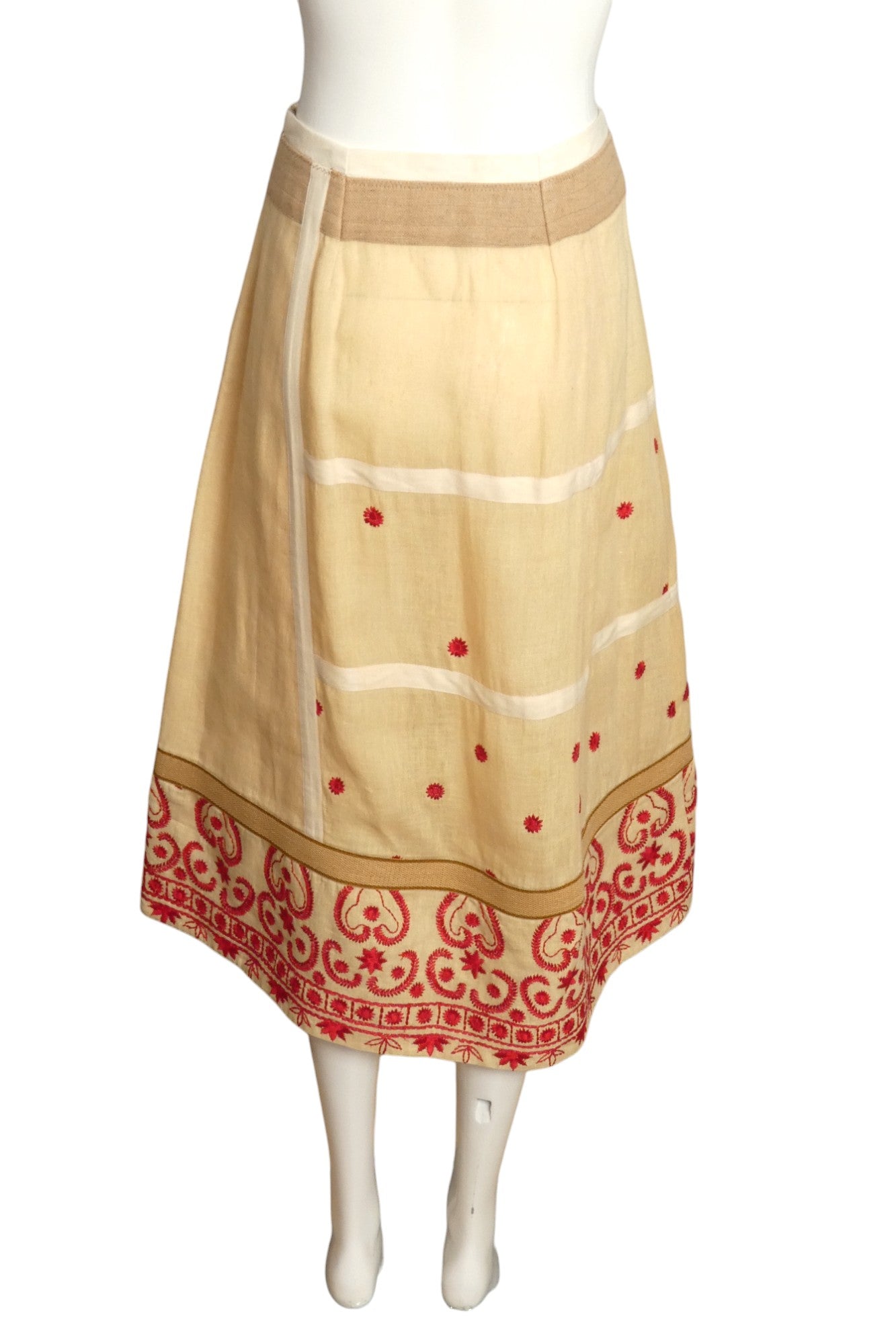 DRIES VAN NOTEN- Embroidered Linen Skirt, Size 4
