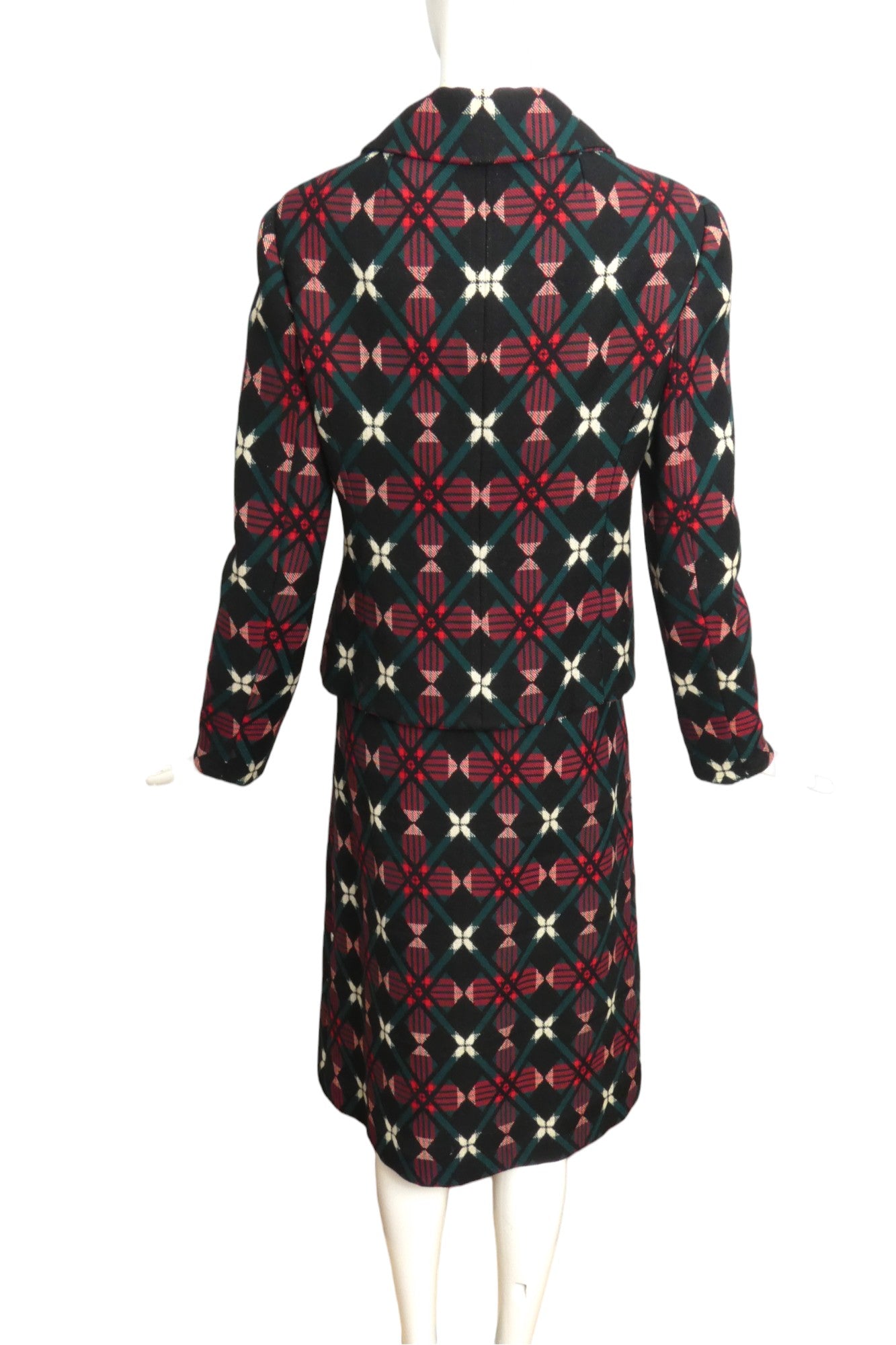 BILL BLASS- 1970 Multi Color Wool Skirt Suit, Size 4