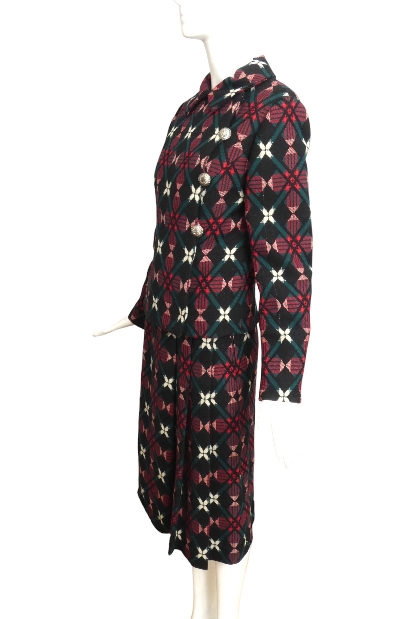 BILL BLASS- 1970 Multi Color Wool Skirt Suit, Size 4