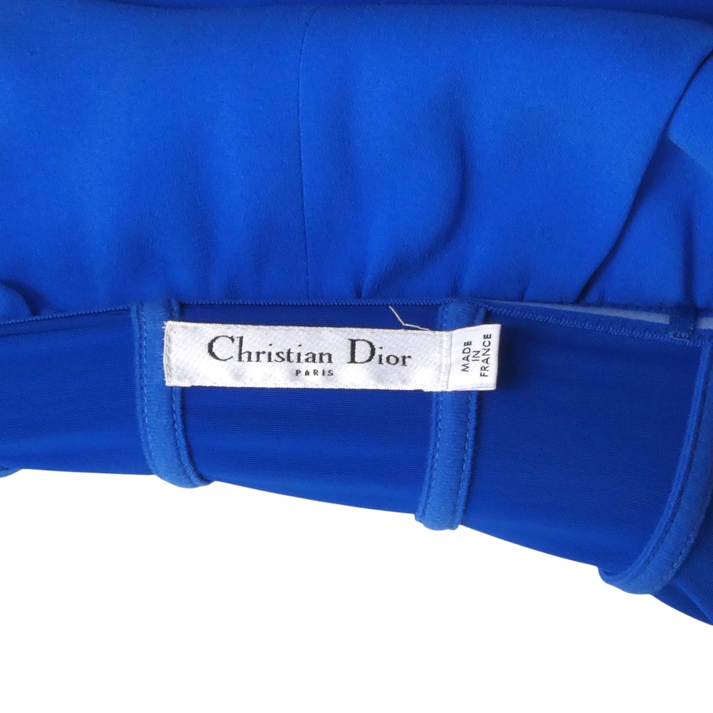 CHRISTIAN DIOR- Blue Strapless Crepe Midi Gown, Size 6