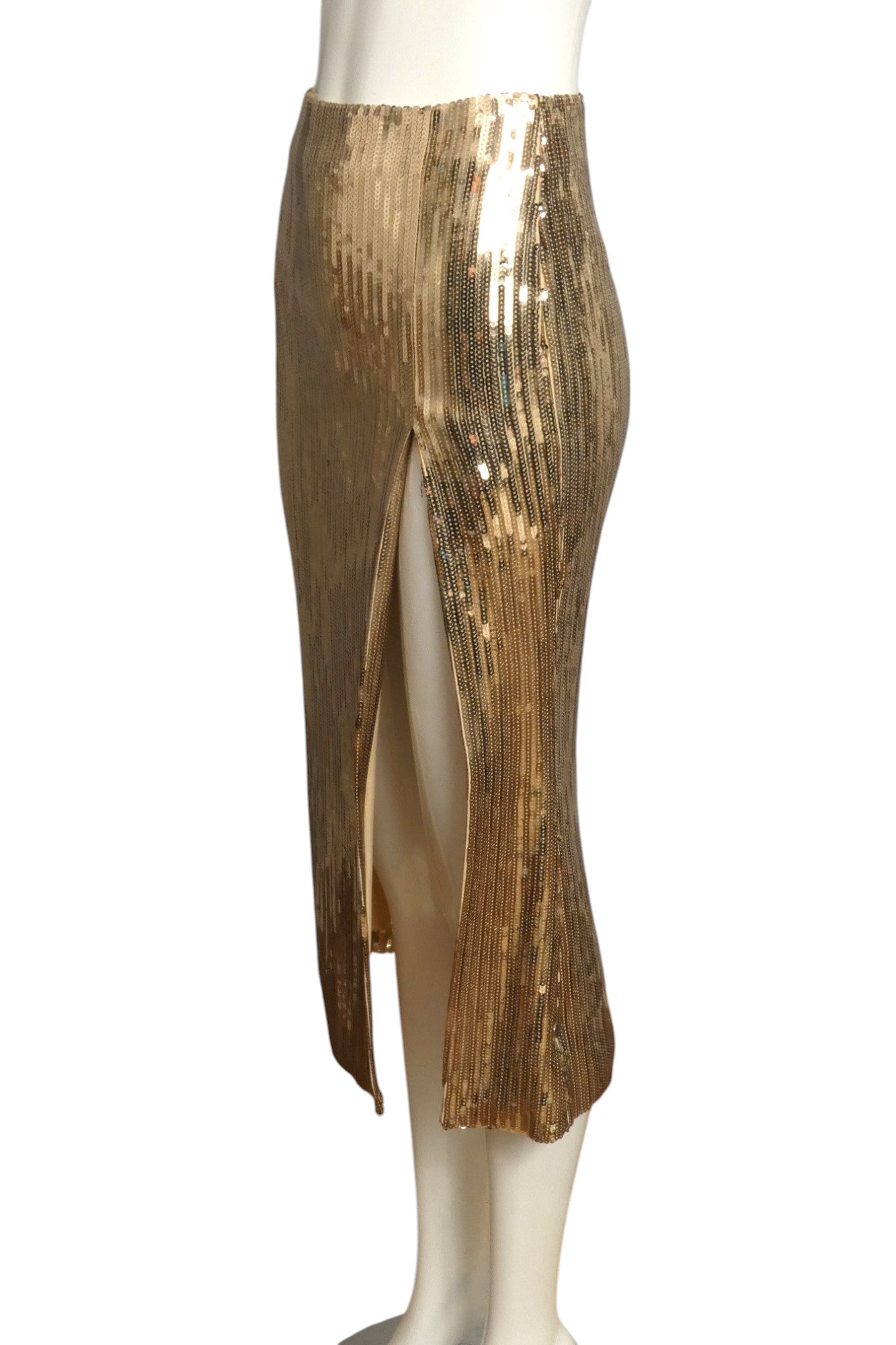 LAQUAN SMITH- NWT Gold Sequin Skirt, Size Small