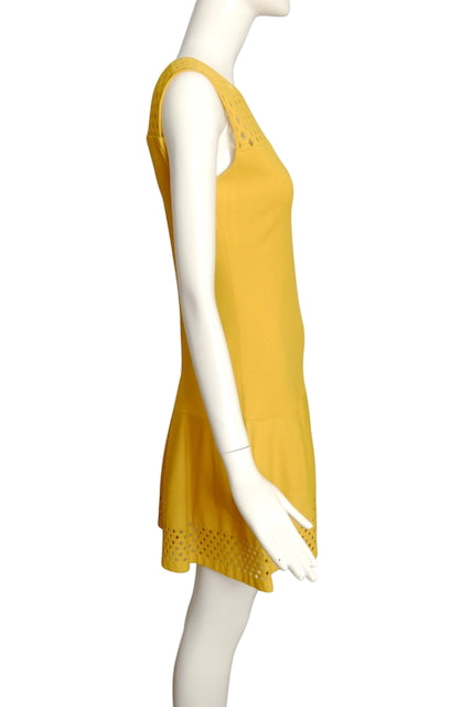 FENDI- Yellow Laser Cut Knit Dress, Size 8