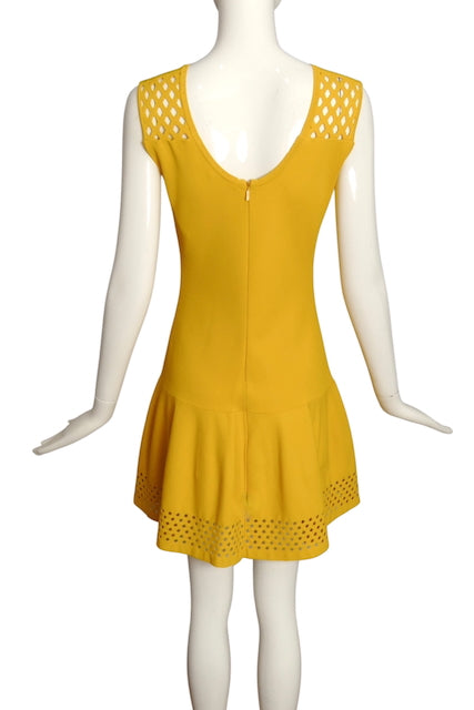 FENDI- Yellow Laser Cut Knit Dress, Size 8