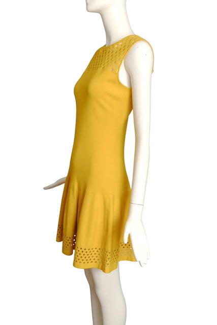 FENDI- Yellow Laser Cut Knit Dress, Size 8