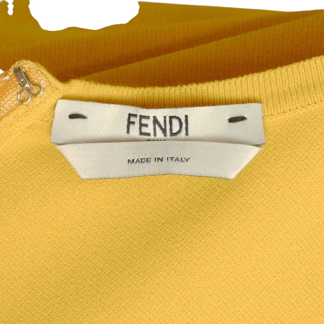 FENDI- Yellow Laser Cut Knit Dress, Size 8