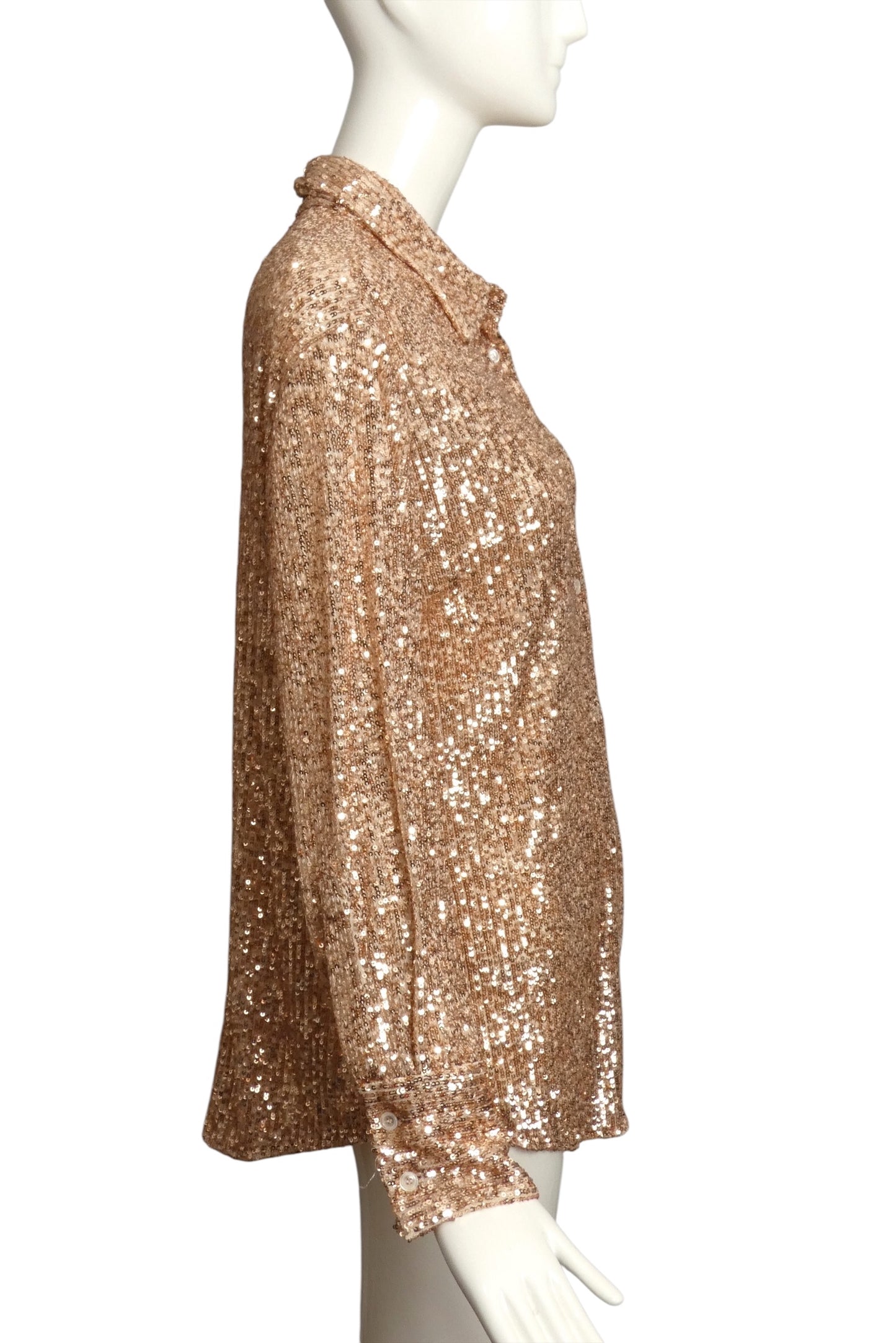 TOM FORD- 2021 Blush Sequin Blouse, Size 12