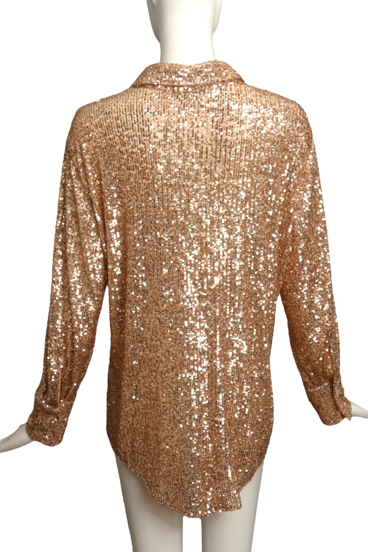 TOM FORD- 2021 Blush Sequin Blouse, Size 12