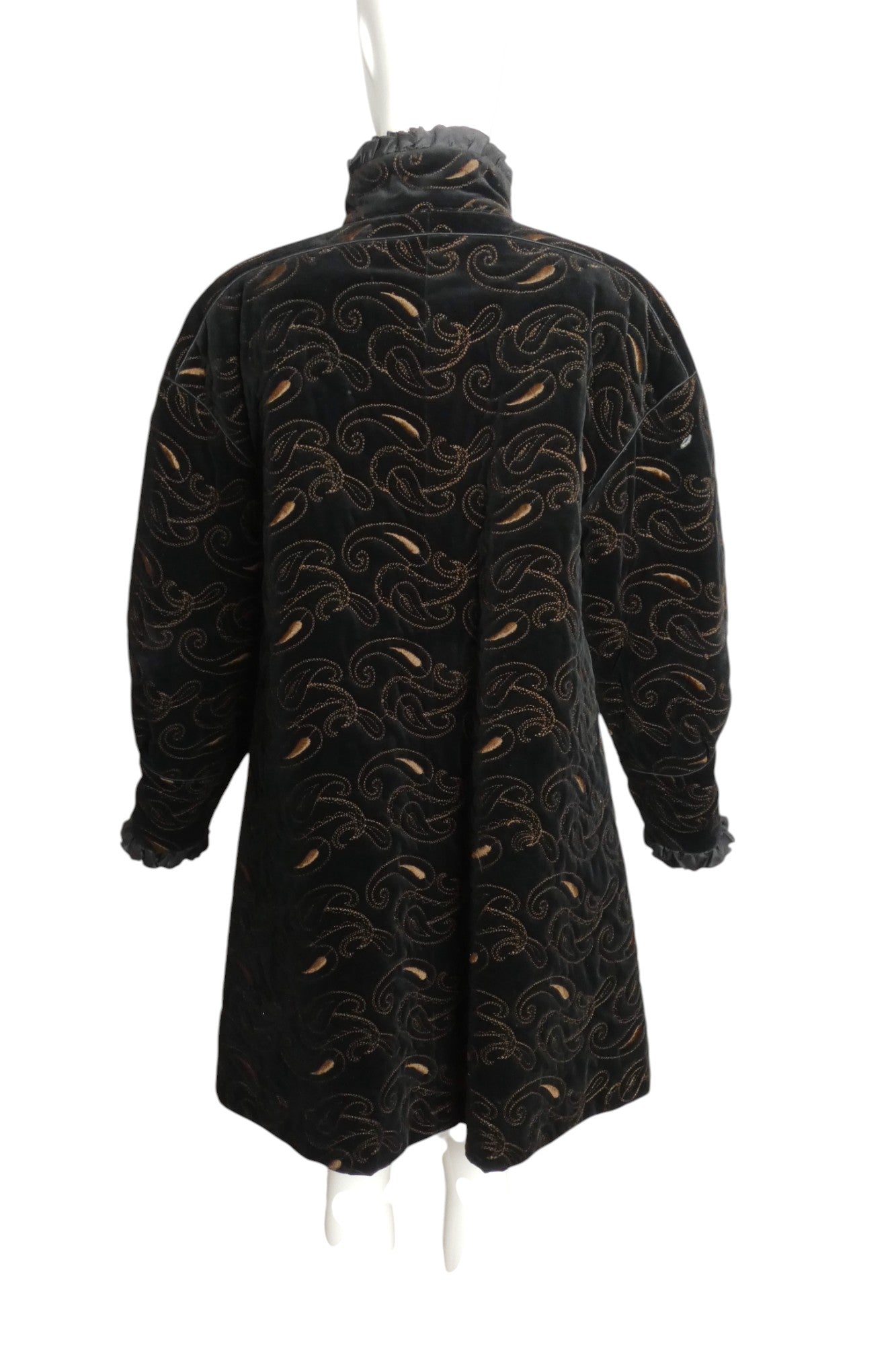 FENDI 365- 1980s Black Velvet Embroidered Coat, Size 6