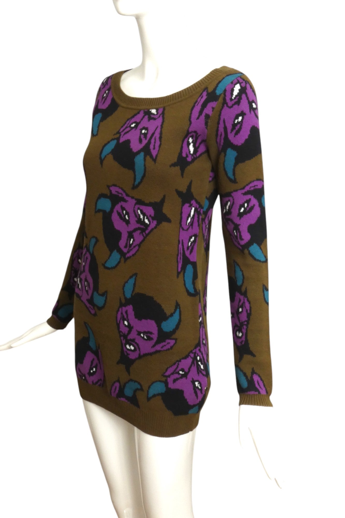 BETSEY JOHNSON- 1990s Devil Cotton Knit Tunic, Size Small