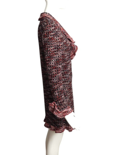 CHANEL BOUTIQUE- 1997 Multi Color Ruffle Knit Cardigan, Size 12