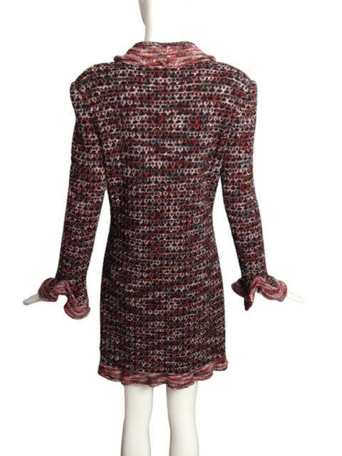 CHANEL BOUTIQUE- 1997 Multi Color Ruffle Knit Cardigan, Size 12
