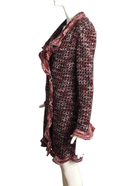 CHANEL BOUTIQUE- 1997 Multi Color Ruffle Knit Cardigan, Size 12