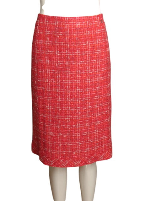 CHANEL- 2006 Coral Tweed Skirt, Size 14
