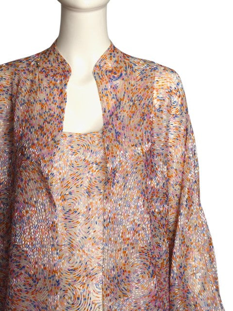 HALSTON- 1970s 2pc Beaded Gown & Jacket, Size 4