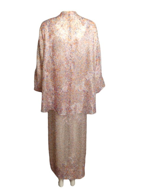 HALSTON- 1970s 2pc Beaded Gown & Jacket, Size 4