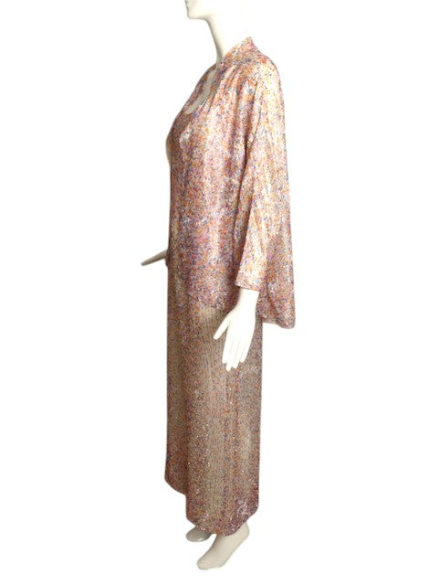 HALSTON- 1970s 2pc Beaded Gown & Jacket, Size 4