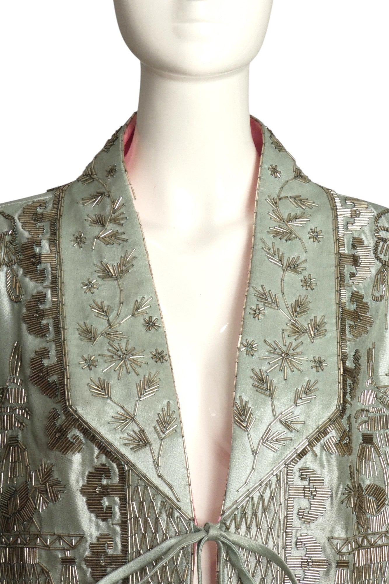 REEM ACRA- Beaded Silk Coat, Size Medium
