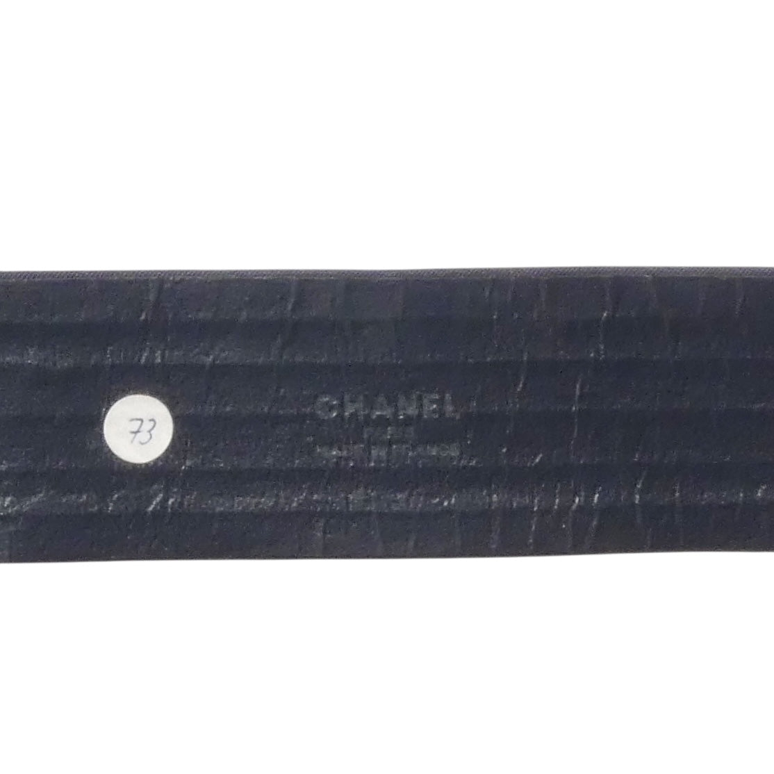 CHANEL- 1980s Navy & Gold Monogram Buckle Belt, Waist 29"