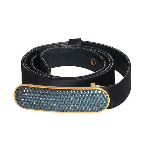JUDITH LEIBER- 1980s Navy Satin Adjustable Belt