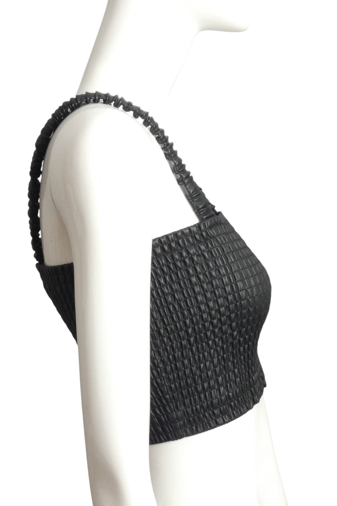 PROENZA SCHOULER- NWT Black Smocked Faux Leather Top, Size XS