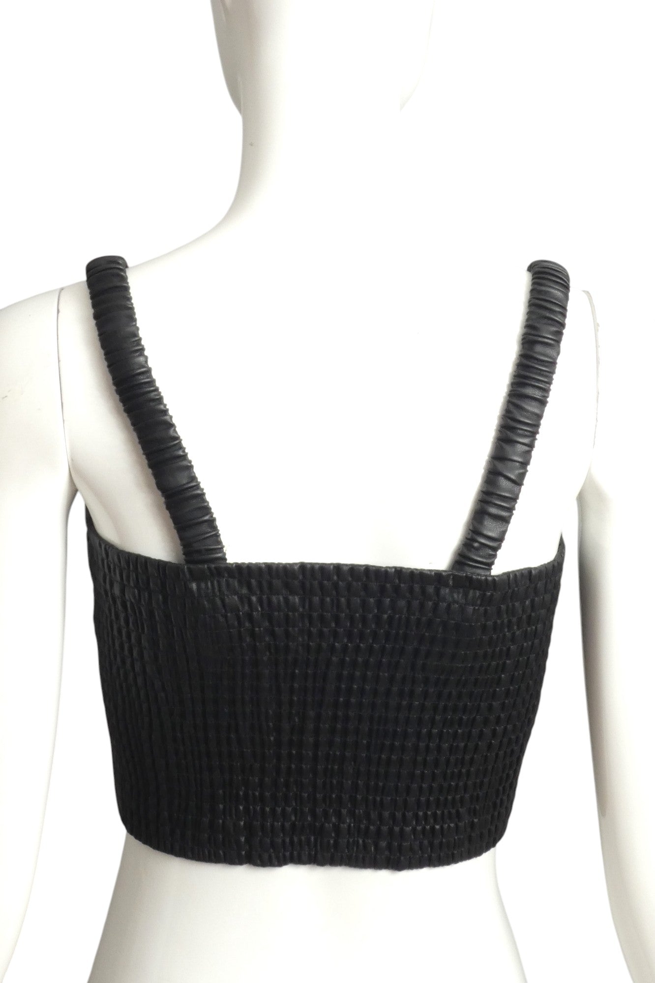 PROENZA SCHOULER- NWT Black Smocked Faux Leather Top, Size XS