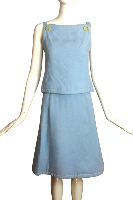 CHRISTIAN DIOR- AS IS 1961 2pc Blue Linen Dress, Size 2