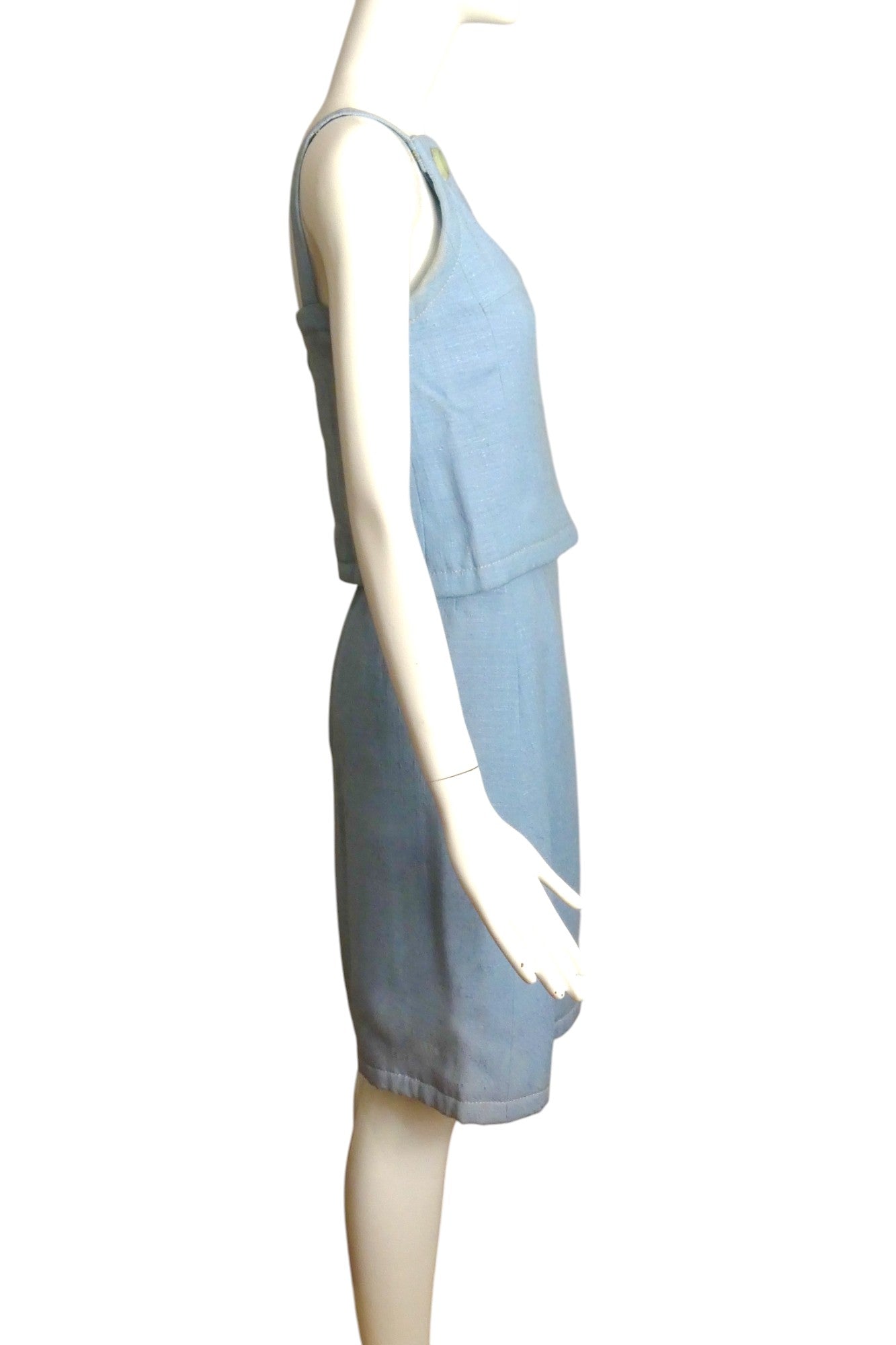 CHRISTIAN DIOR- AS IS 1961 2pc Blue Linen Dress, Size 2