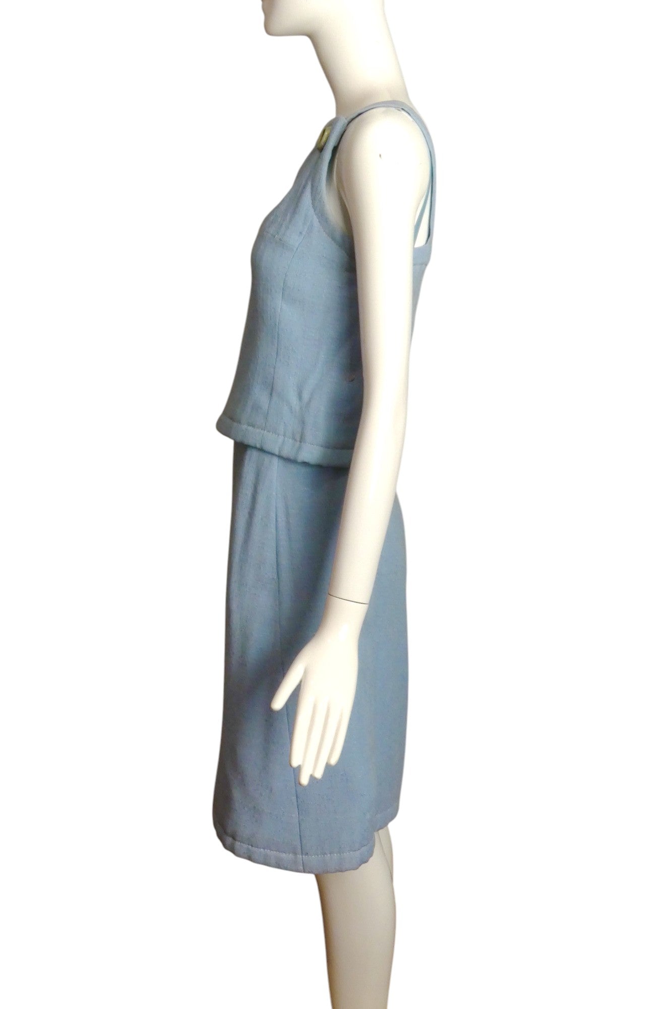 CHRISTIAN DIOR- AS IS 1961 2pc Blue Linen Dress, Size 2