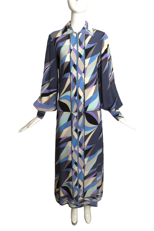 EMILIO PUCCI- 1970s Multi Color Print Maxi Dress, Size 6
