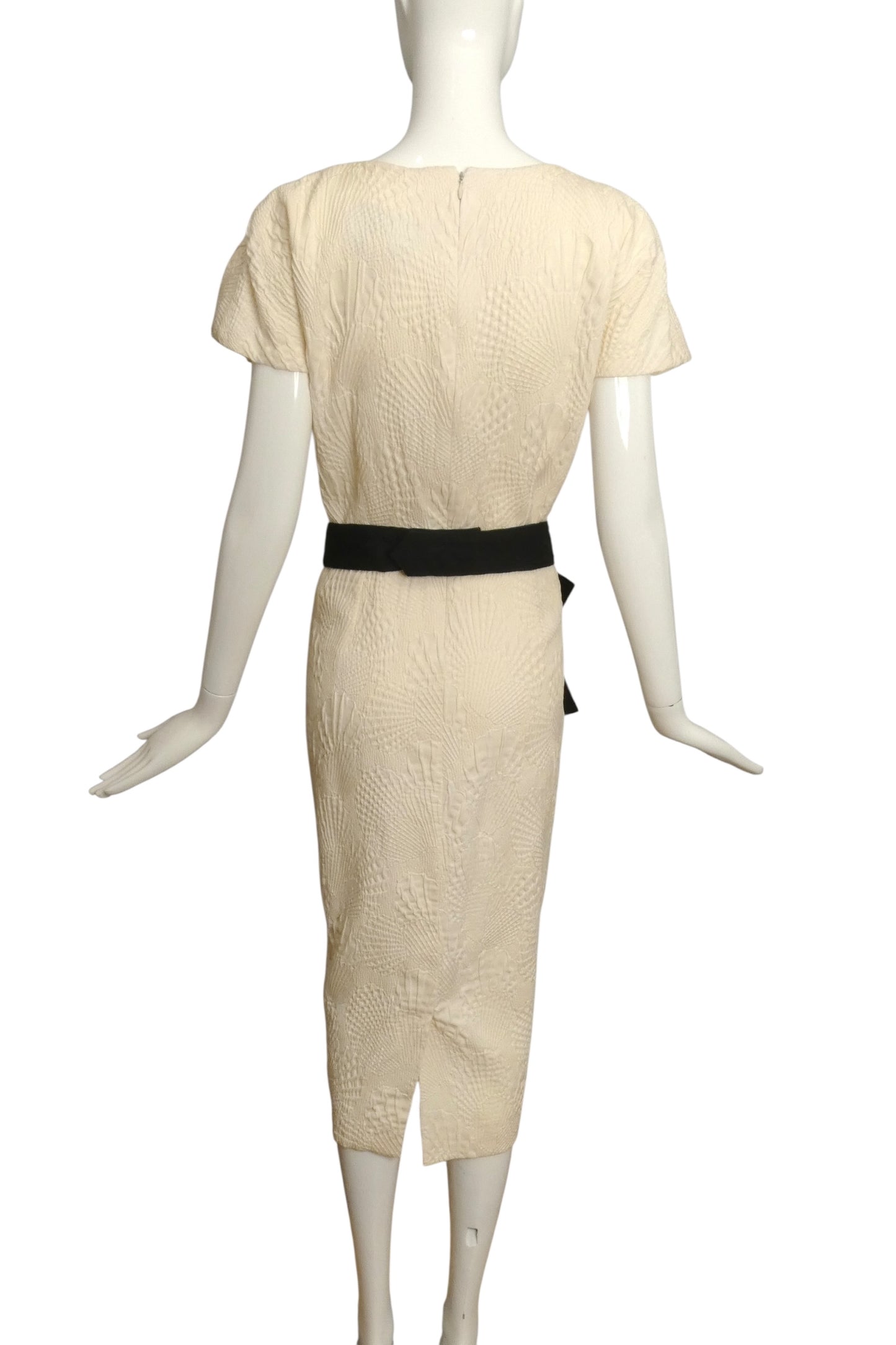CHRISTIAN DIOR- 1987 Ivory Cotton Dress, Size 8