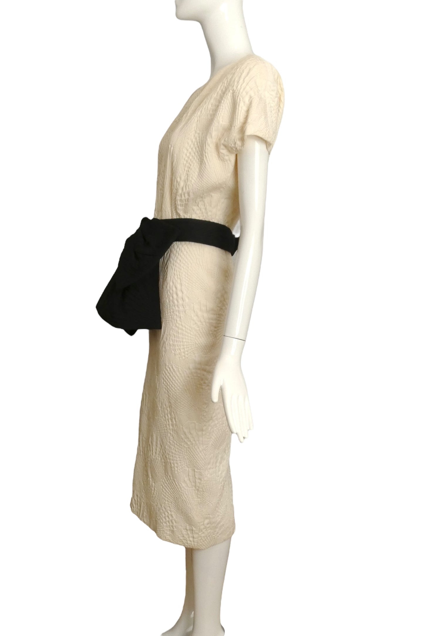 CHRISTIAN DIOR- 1987 Ivory Cotton Dress, Size 8
