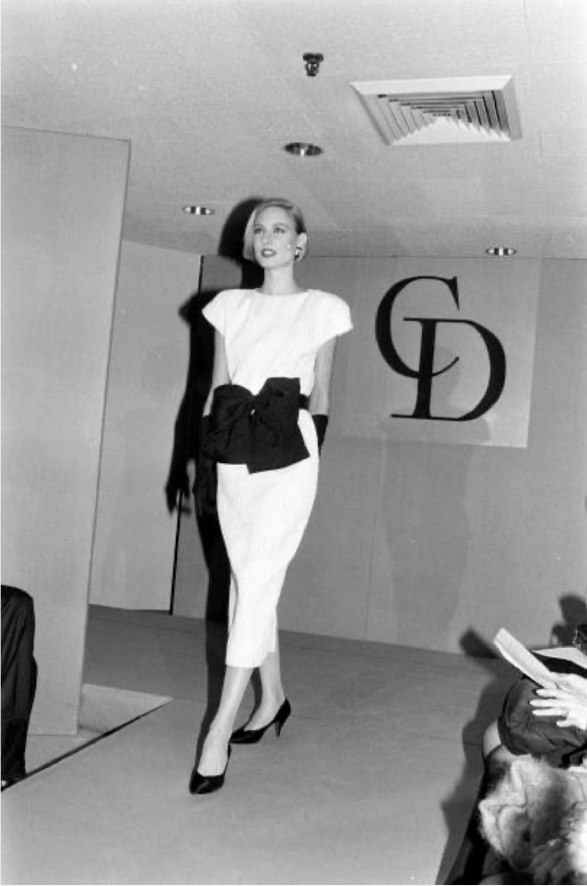 CHRISTIAN DIOR- 1987 Ivory Cotton Dress, Size 8