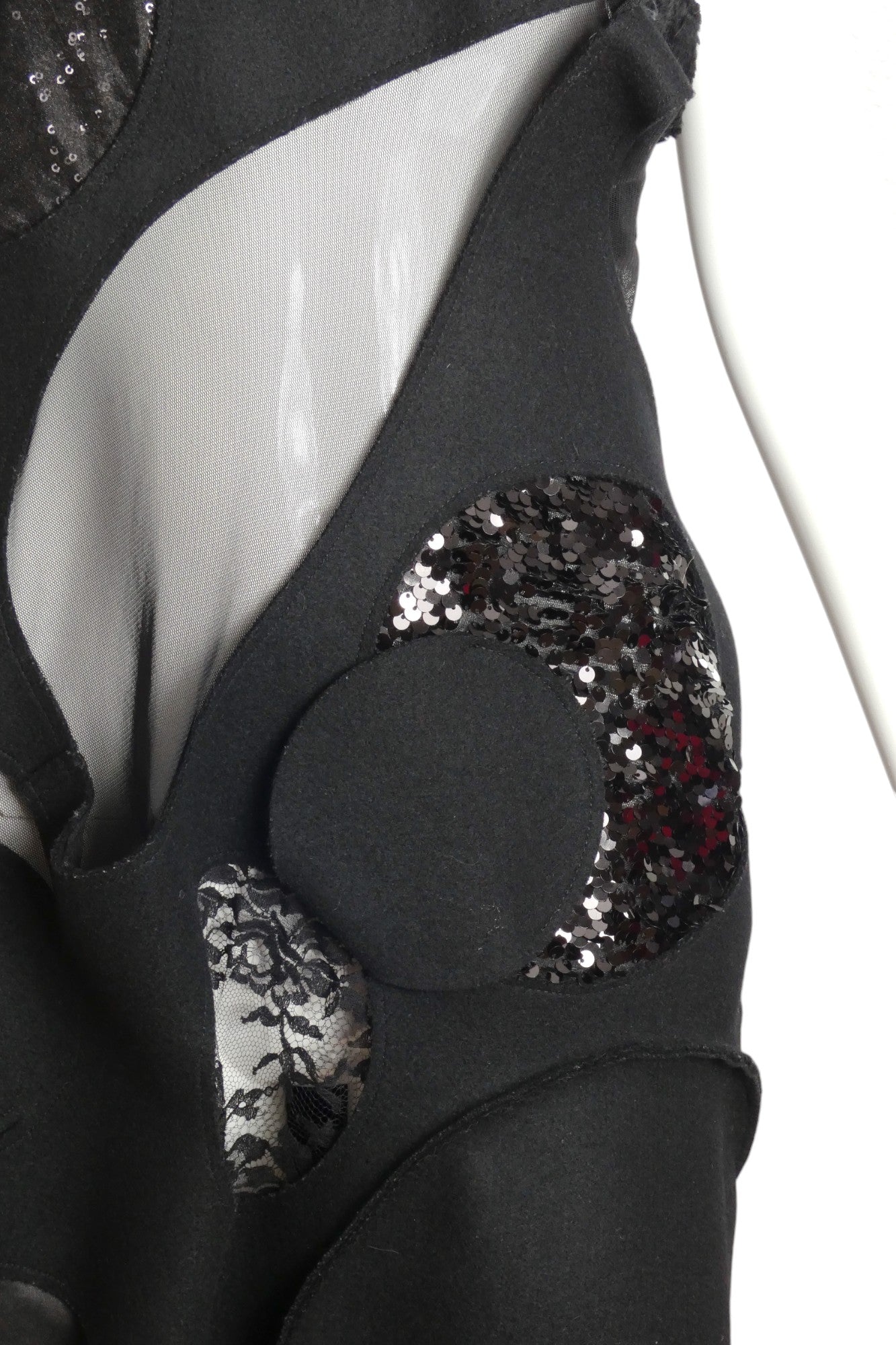 JUNYA WATANABE- 2014 Black Felt & Sequin Cut Out Dress, Size 8