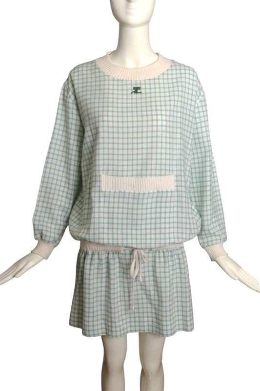 COURREGES, 1980s Windowpane Dress, Size 8