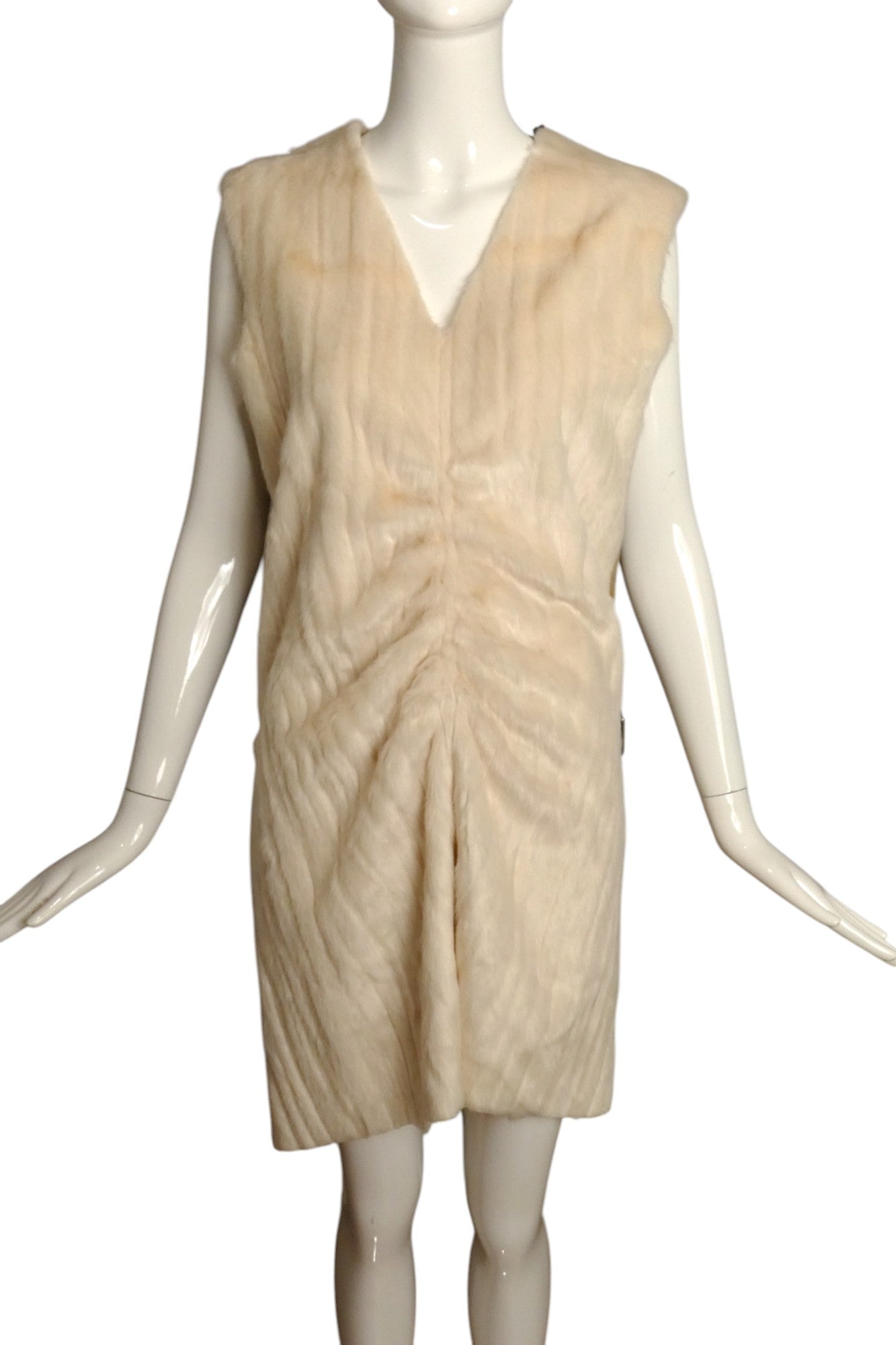 CELINE- Faux Fur & Canvas Dress, Size 8