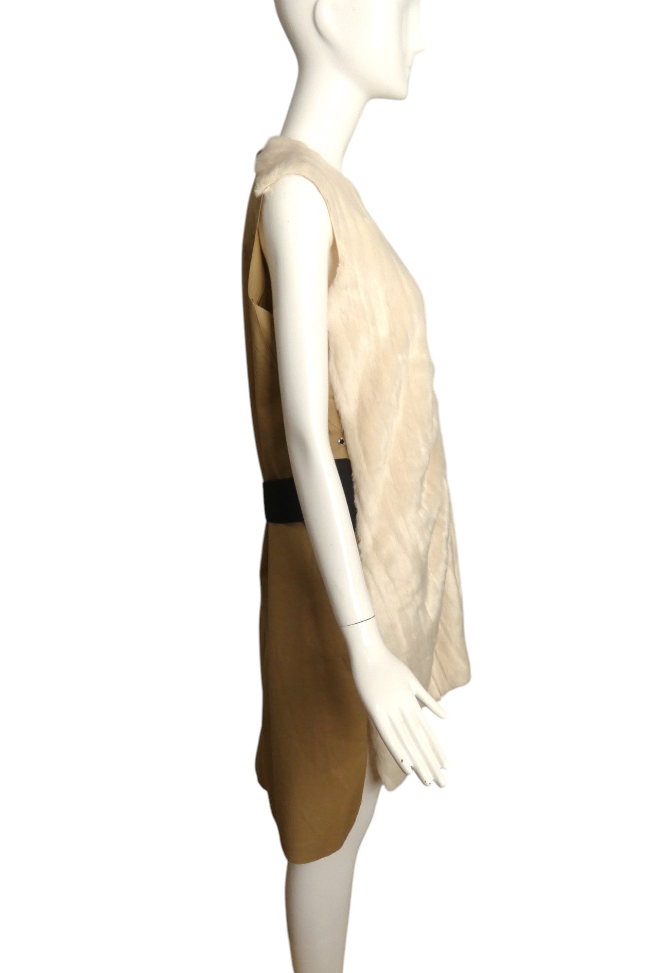 CELINE- Faux Fur & Canvas Dress, Size 8