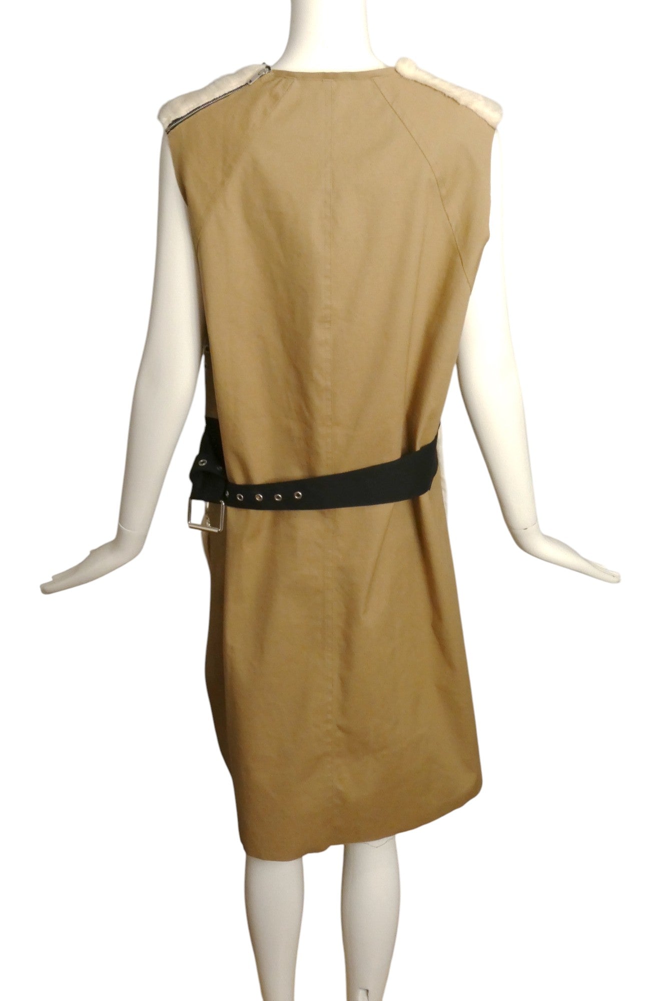 CELINE- Faux Fur & Canvas Dress, Size 8