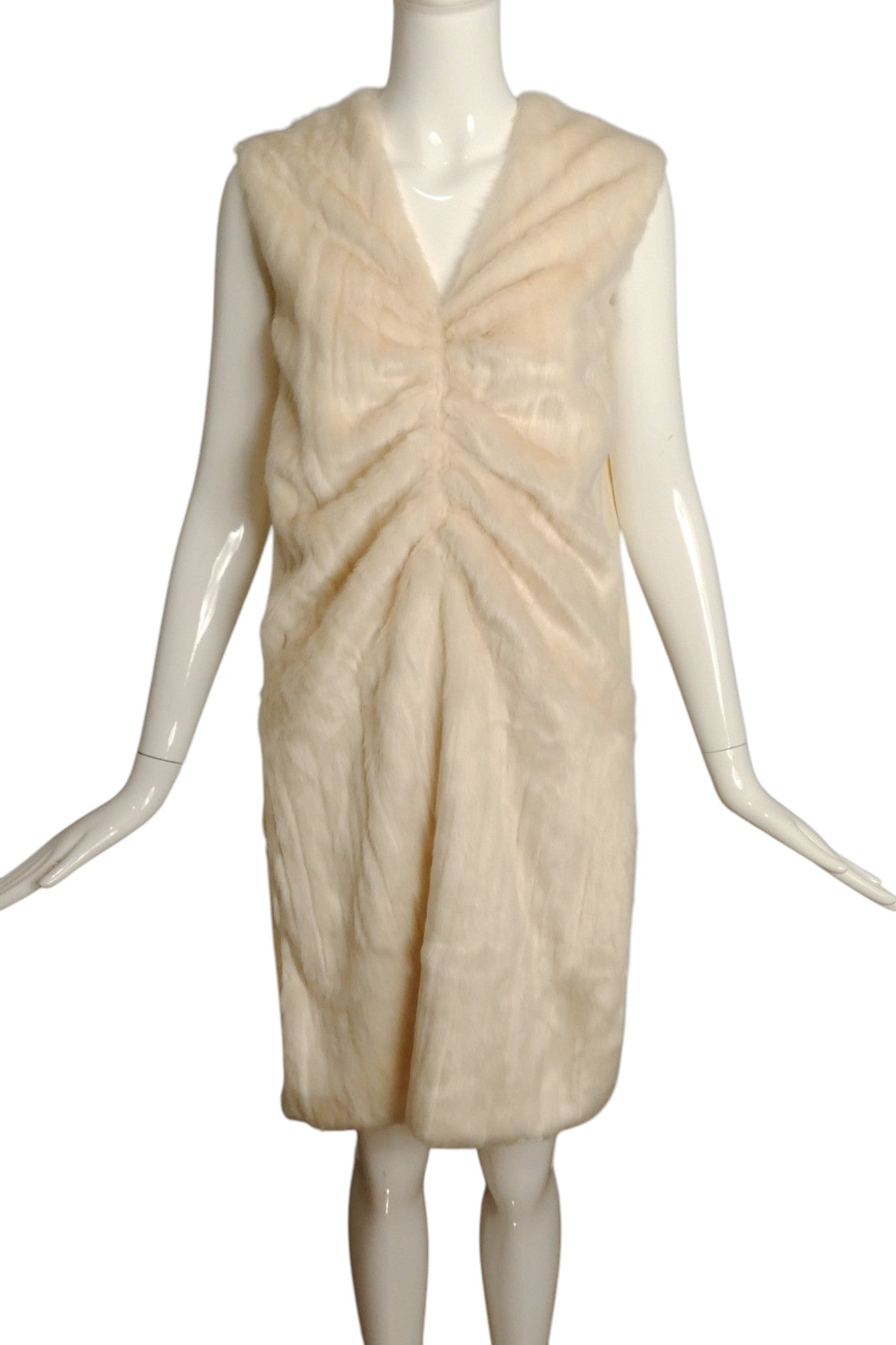 CELINE- Sample Faux Fur & Flannel Tunic, Size 4