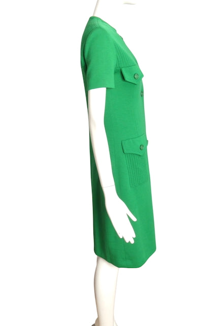 PIERRE BALMAIN- 1960s Green Wool Knit Dress, Size 4