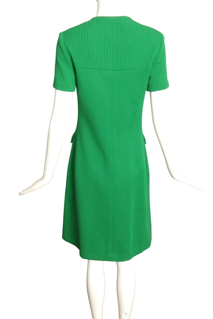 PIERRE BALMAIN- 1960s Green Wool Knit Dress, Size 4